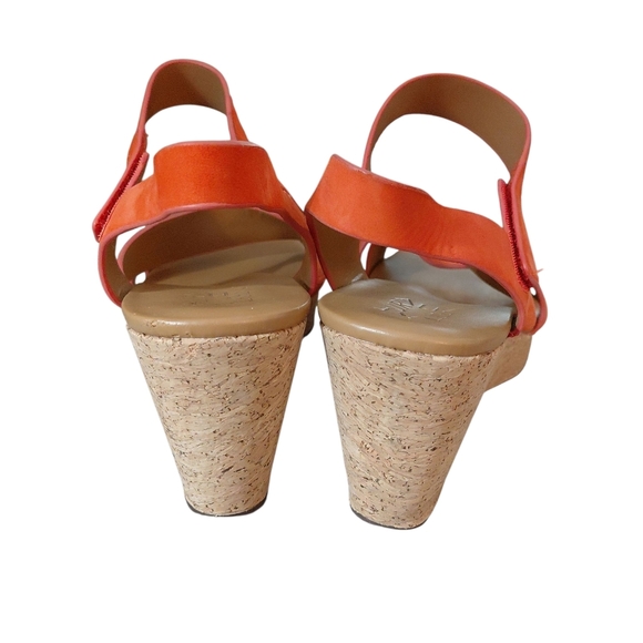 Naturalizer Cynthia Platform Wedge Sandals Orange Strappy Leather Sandals Sz 8.5 - Picture 6 of 9
